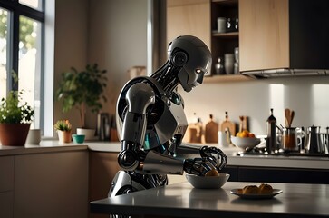 Futuristic Ai Powerd Robo Cooking In The Kitchen