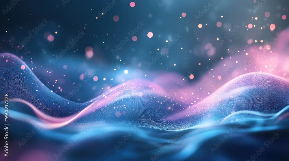 Poster shimmering wave with a magical light effect creating an abstract background