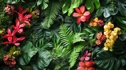Tropical leaves foliage in a jungle bush floral arrangement