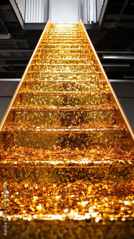 Aufkleber golden staircase in a modern building