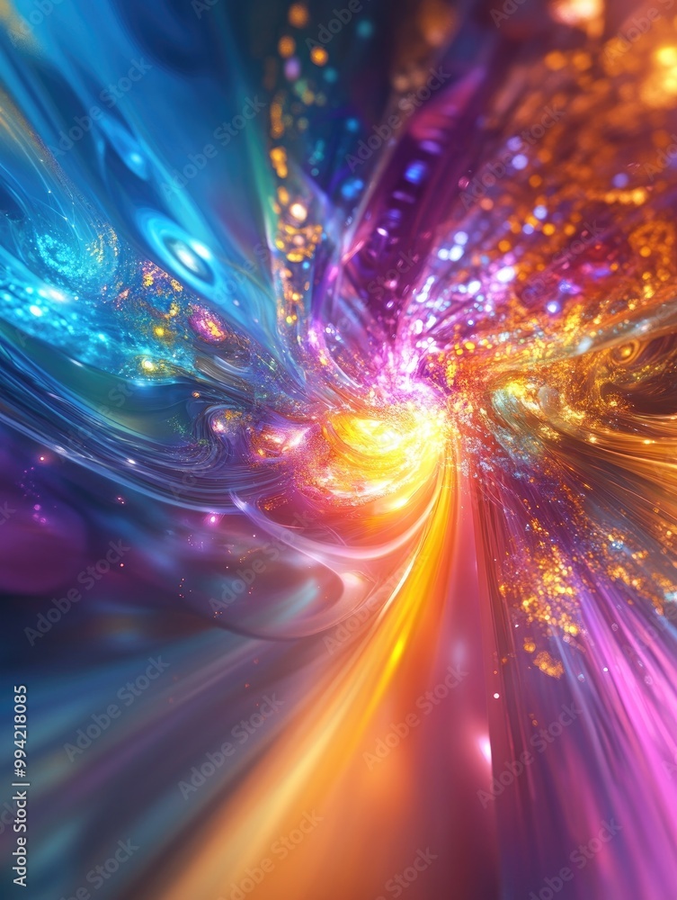 Poster abstract vibrant fractal light background featuring a colorful 3d manual rendering