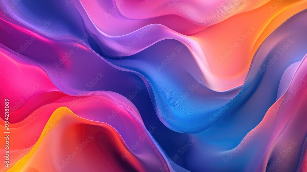 Poster vibrant multicolored abstract background featuring fluid curves and a textured design resembling a c