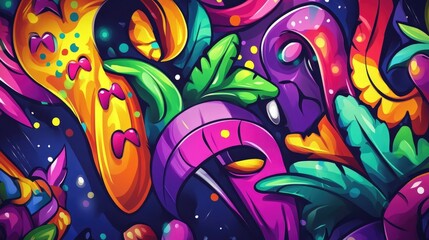 Obraz premium Mardi Gras celebration design featuring a vibrant carnival theme 2D cartoon illustration capturing the festive spirit of a carnival party