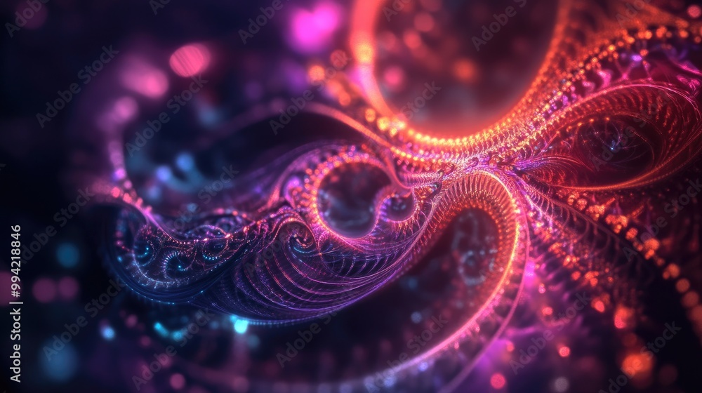 Poster abstract digital fractal with imaginative design elements