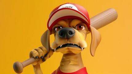 Fun cartoon dog wearing a bright baseball cap, perfect for playful sports illustrations and kid-friendly designs with vibrant colors.

