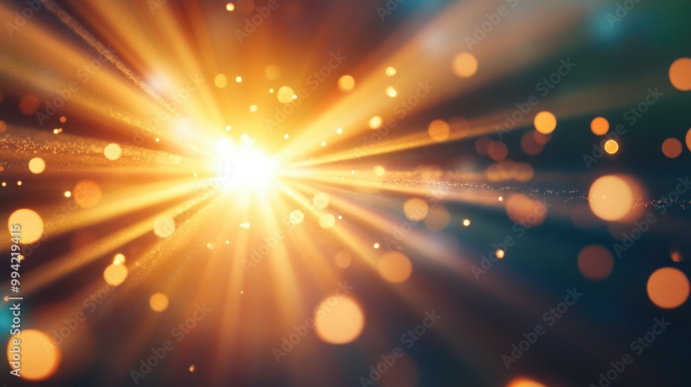 Poster sunlight with unique lens flare effects creating a radiant atmosphere enhanced by rays and highlight
