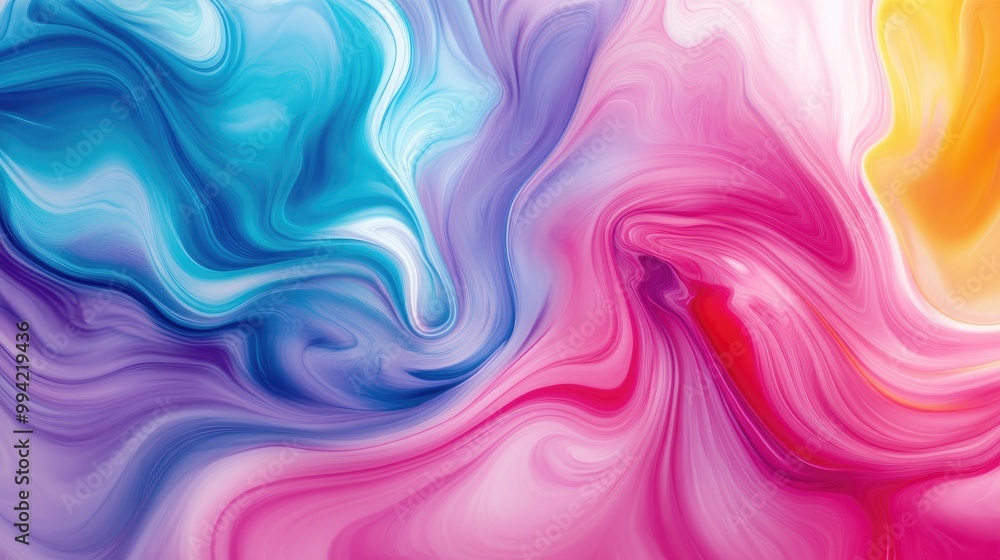Poster colorful abstract swirl design featuring fluid shapes and twisting liquid colors creating a marble l