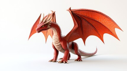 Obraz premium Fantasy dragon depicted in a 3D illustration set against a plain white background