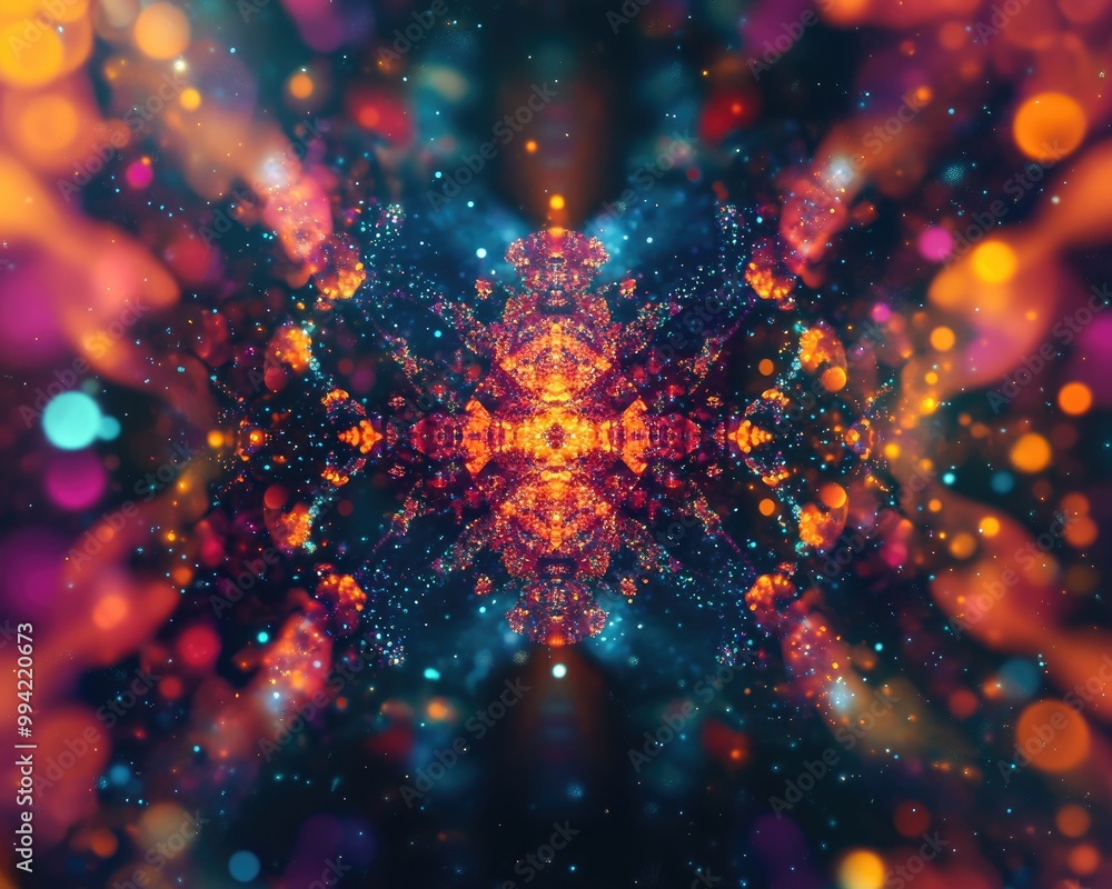 Poster vibrant luxurious kaleidoscopic particles in motion create a mesmerizing abstract background dynamic