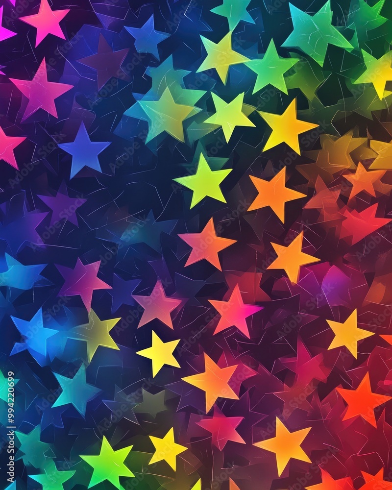 Poster vibrant multicolor 2d cartoon backdrop featuring an array of colorful stars abstract illustration wi