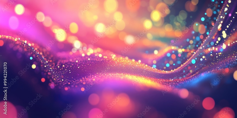 Poster abstract multicolored background featuring bokeh and perspective effects designed as a 3d illustrati