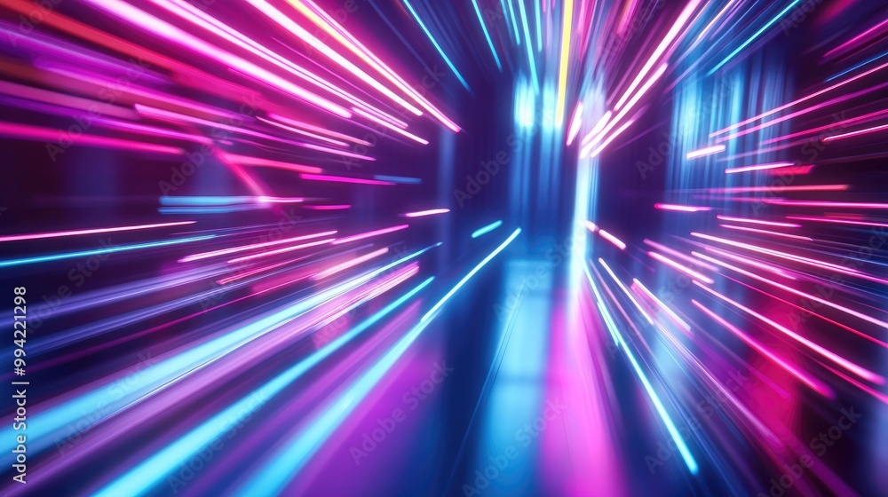Poster neon illuminated techno lines creating a high tech futuristic abstract background design template