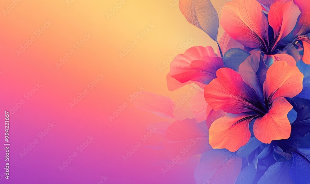 Poster vibrant floral image featuring a gradient background with ample space for text or design elements