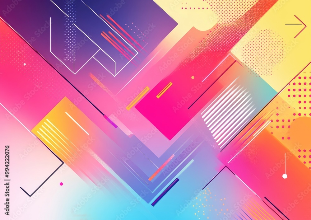 Poster colorful geometric shapes form an abstract background this minimalistic design features a dynamic la