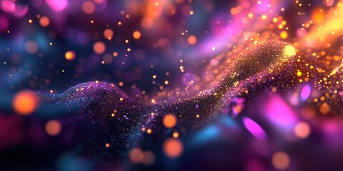 Obraz premium Colorful abstract particles in a 3D rendered background creating a vibrant and dynamic visual experience