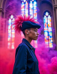 Fototapeta premium Portrait of a young beautiful woman. Generative AI