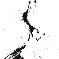 Abstract Bold Black Paint Splashes and Stains in Japanese-Inspired Style - PNG