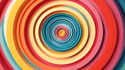 Vibrant multicolored concentric circles creating a lively and simple abstract background