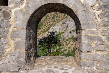 old stone arch at a fortress.