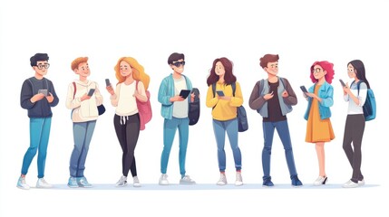 Obraz premium Social media concept illustrations. Set of people vector illustrations in various activities of social network, digital marketing, online communication, internet services