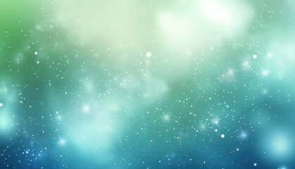 Light blue and green 2D cartoon background featuring blurred galaxy stars Simple decorative design suitable for astronomy themed websites