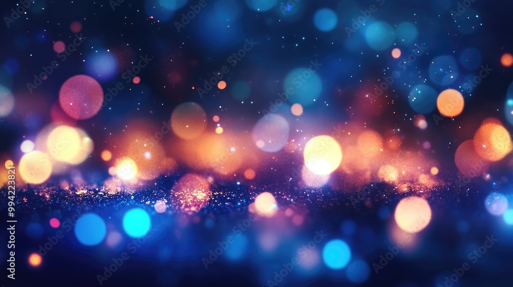 Poster soft background lights with a blurred colorful abstract texture nighttime blue lights create a bokeh