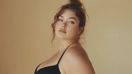 Fototapeta premium Bold Plus-Size Beauty in Minimalist Fashion Shoot