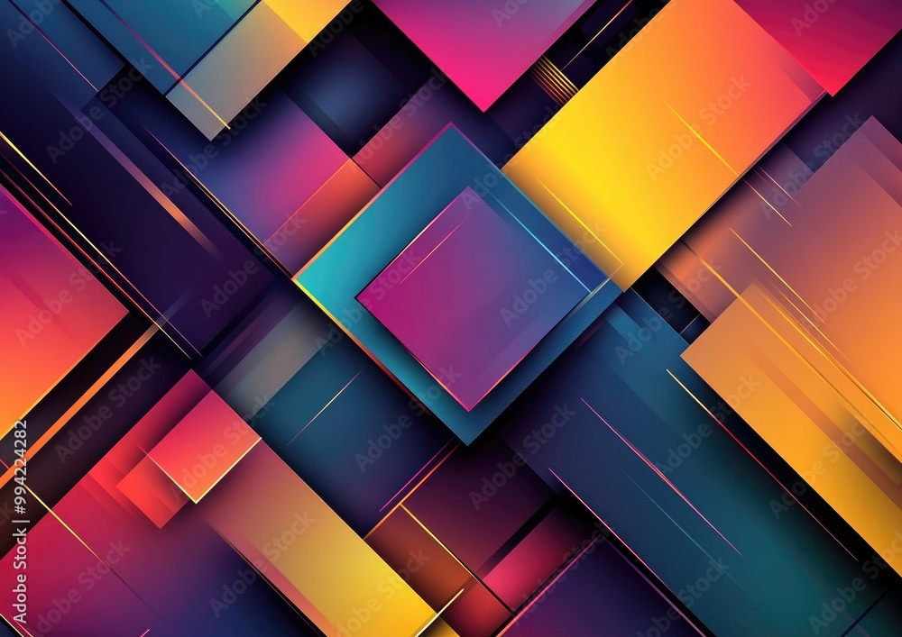 Poster colorful geometric shapes form an abstract background this minimalistic design features a dynamic la