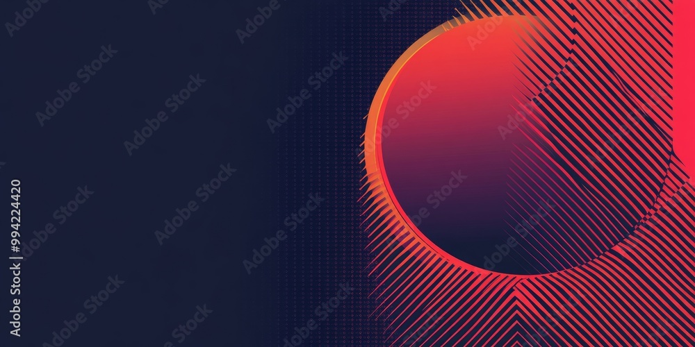 Poster abstract circular lines featuring a geometric shape and striped border frame ideal for a technology 