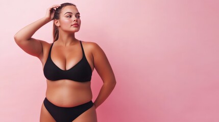 Obraz premium Natural Beauty: Plus-Size Woman in Swimwear