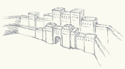 Babylonian Gate. Vector drawing scene