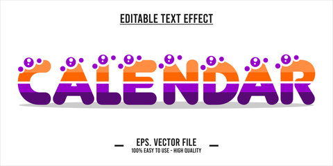 calendar typography editable text effect