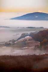 Foggy morning in Ceske Stredohori, Czech Republic