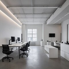 Fototapeta premium Ultra-calist minimalist interior design of modern home office.
