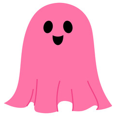 cute smiling pink ghost illustration 