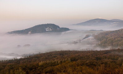 Foggy morning in Ceske Stredohori, Czech Republic