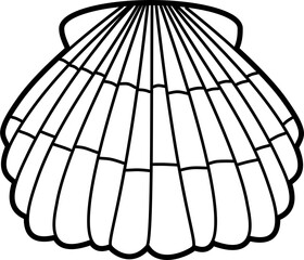 Scallop shell outline doodle illustration vector