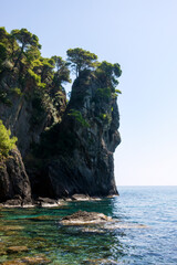 The beautiful and rocky Yaliskari beach in the west of Corfu island, Greece