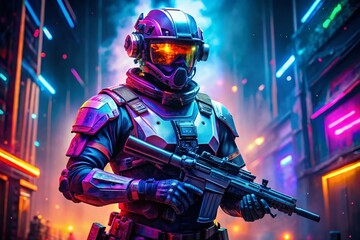 Futuristic Soldier Concept Art Featuring Advanced Armor, Weapons, and High-Tech Battle Gear Design
