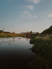 Fototapeta premium sunset over the river