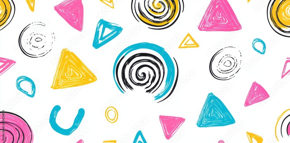 Poster colorful geometric pattern seamless background. abstract style art background with playful geometry 
