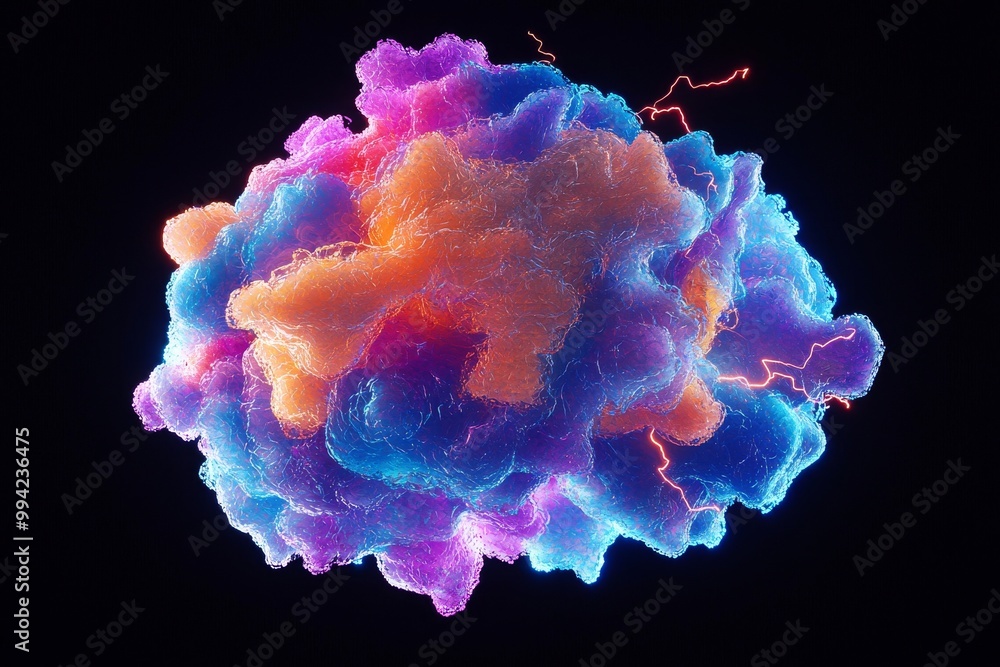 Poster a brain explodes in color in this creativity concept. stock photo.