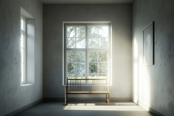 Fototapeta premium Living room of a modern, contemporary home apartment designed in Nordic style