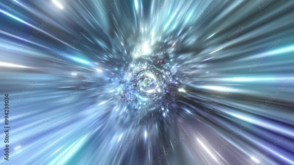 Poster hyperspace travel, through the vast universe at the speed of light. scientific exploration of the ou