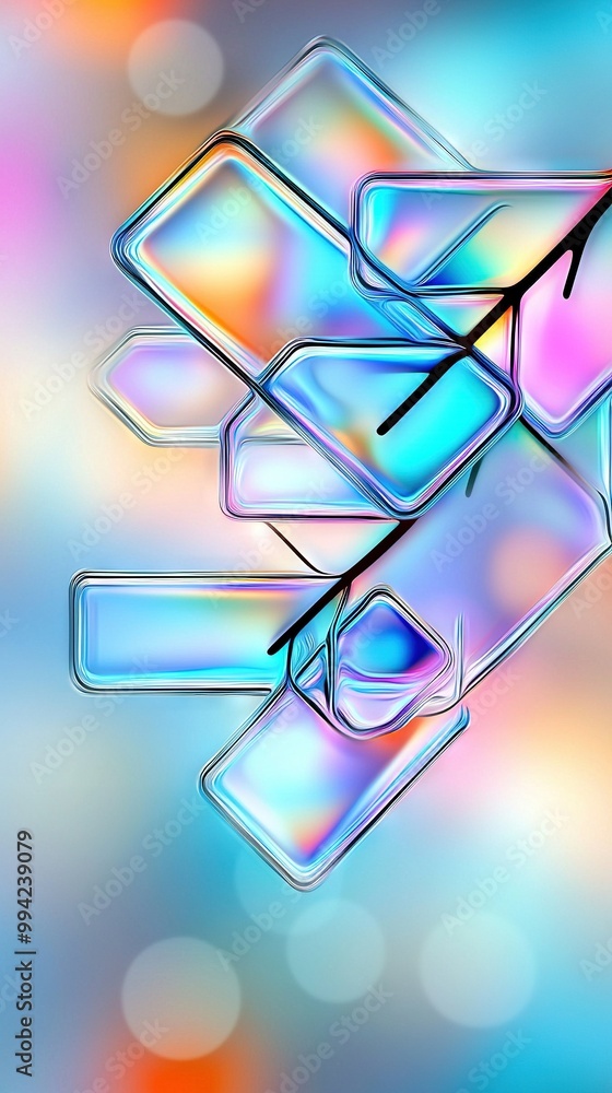 Poster a multicolored abstract background featuring two arrows - one black and one blue - centered in the i