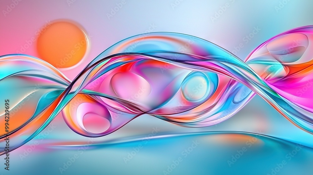 Aufkleber multicolored abstract image of a wave on a gradient background