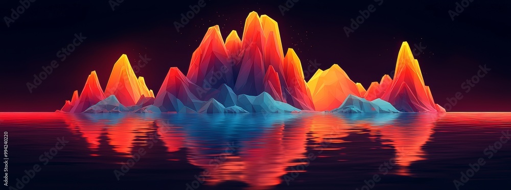 Poster the background is an abstract background of transparent colored glass waves or mountains with bokeh 