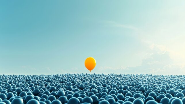One of the balloons in this picture stands out from the rest, symbolizing uniqueness and individuality.