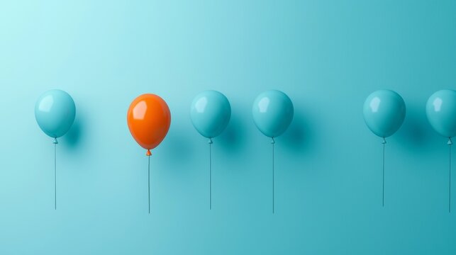 An individual balloon stands out from the rest in this image, symbolizing uniqueness and individuality.