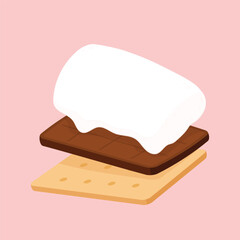 Chocolate bar and graham crackers. S'more graham cracker, chocolate, and marshmallow.